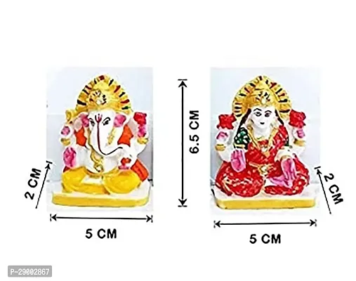 Handcrafted Lakshmi Ganesh ji Marble Idol with Choki for Diwali Pooja, Festival and Home Decoration (White) (L-15cm, B-8cm, H-8cm)-thumb2