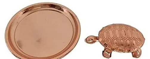 Kachua/Tortoise/Turtle on Copper Plated Plate with Golden Border Vastu Yantra Feng Shui-thumb1