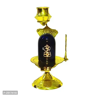 AS Venture Black Shivling Shiva Ling, Shesnag Trishul with Brass Matki for Hindu Festive Pooja