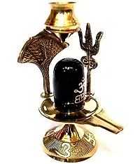 AS Venture Black Shivling Shiva Ling, Shesnag Trishul with Brass Matki for Hindu Festive Pooja-thumb2