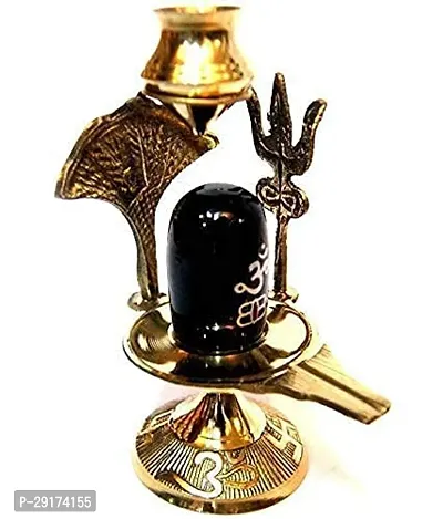 AS Venture Black Shivling Shiva Ling, Shesnag Trishul with Brass Matki for Hindu Festive Pooja-thumb3