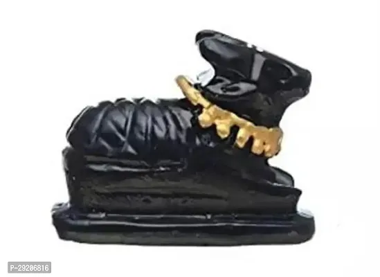 Black Tilak Shiva's Cow Statue Nandi Maharaj Idol for Temple, Home Puja-thumb2