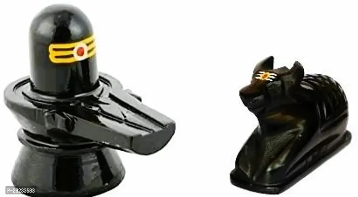 Shivling with Nandi in Black Color Idol and Figure for Temple Home Saawan pooja (Small  size )