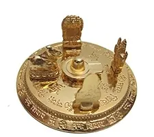 Metal Shiv Parivar with Shivling Shri Kartik Ganesh MATA Parvati and Nandi (Gold, 9cm) ,-thumb1