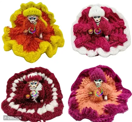 Woollen Laddu Gopal Poshak Dress Set of 4 (Size 3/ 4 No.),-thumb0