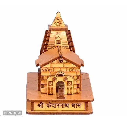 3D Small Wooden KEDARNATH Temple Model With  Double Sided Tape For Car Dashboard (L-9cm, B-5cm, H-8cm)-thumb0