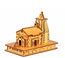 3D Small Wooden KEDARNATH Temple Model With  Double Sided Tape For Car Dashboard (L-9cm, B-5cm, H-8cm)-thumb1