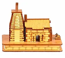 3D Small Wooden KEDARNATH Temple Model With  Double Sided Tape For Car Dashboard (L-9cm, B-5cm, H-8cm)-thumb2