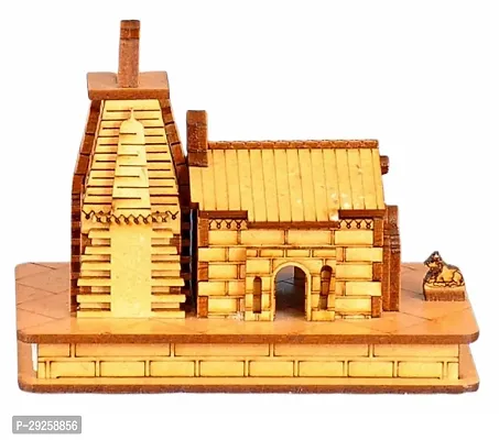 3D Small Wooden KEDARNATH Temple Model With  Double Sided Tape For Car Dashboard (L-9cm, B-5cm, H-8cm)-thumb3