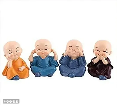 4 Pcs Cute Resin Buddha Monk Creative Figurines Showpiece for Home height 6 cm-thumb0