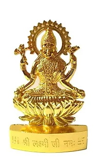 Golden Plated Goddess Laxmi Idol Showpiece Statue for Temple and Home Decor - 11CM-thumb1