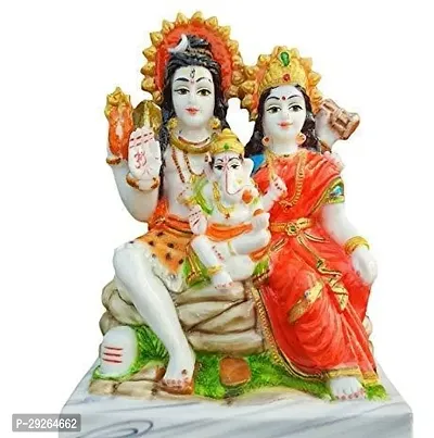 Marble Dust Lord Shiv Parivar | Mahadev Family Idol 5.5 Inches, Multicolor (White) for Temple, Home, Gifting-1 Piece