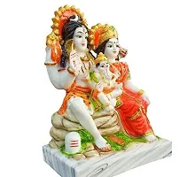 Marble Dust Lord Shiv Parivar | Mahadev Family Idol 5.5 Inches, Multicolor (White) for Temple, Home, Gifting-1 Piece-thumb1