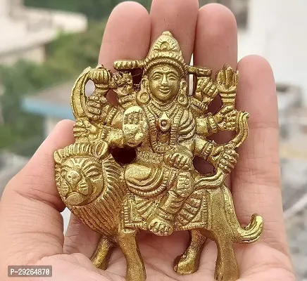 Pure Brass Durga Mata Murti (Small Size) (L-5cm, B-4cm, H-6.5cm)-thumb2