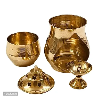 Brass Aroma Incense Burner Camphor Lamp, Kapoor Lamp/Magic Lamp/Oil Burner/Oil Diffuser with Brass Diya (Golden)
