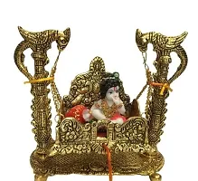 Brass Metal Jhula Singhasan for Laddu Gopal/Kanha Ji-thumb1