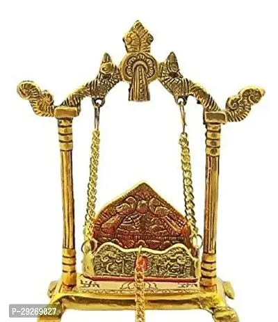 Traditional Metal Gold Plated Laddu Gopal Jhula Palna Swing for Home Decor-1PC