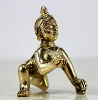 Brass Laddoo Gopal Baby Krishna Murti Idol Statue Sculpture For Pooja Temple Office Gifting-thumb1