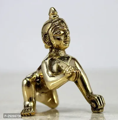 Brass Laddoo Gopal Baby Krishna Murti Idol Statue Sculpture For Pooja Temple Office Gifting-thumb2