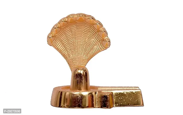 Metal Shivlingam with Shesnaag (Golden, 4x8cm) for Shiv-Ratri Pooja, Sawan Pooja