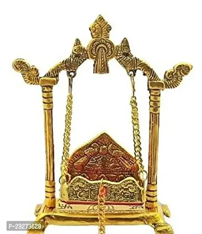 Traditional Metal Gold Plated Laddu Gopal Jhula Palna Swing for Home Decor