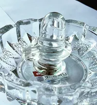 Crystal Shivling Glass Shiv with Beautiful Bowl Plate-thumb1