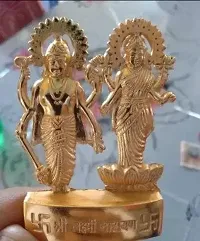 Lord Laxmi and Vishnu Ji Brass Idol (Golden)-thumb1