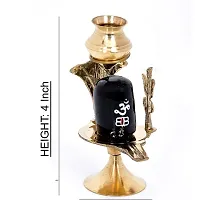 Shivling Stand Kalash Lota Brass Shivlingam Abhishek Lota with Stand ( 10cm x 8cm x 12cm, Gold)-thumb1