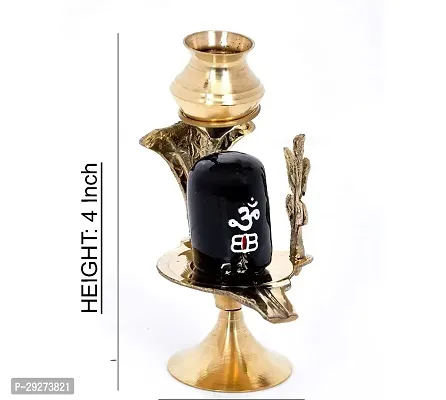 Shivling Stand Kalash Lota Brass Shivlingam Abhishek Lota with Stand ( 10cm x 8cm x 12cm, Gold)-thumb2