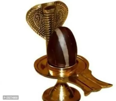 Narmadeshwar Shiva Ling Decorative Showpiece Decorative Showpiece - 10 cm  (Brass, Stone, Brown, Gold)