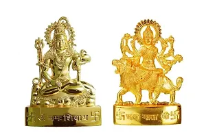 4 Combo  Hanuman ji, Laxmi Narayan, Shankar ji and Maa Durga ji Combine Set of Spiritual Religious Metal Gold Plated Statues (Standard Size)-thumb1