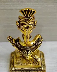 Gold Plated Metal Handicraft Lord Ganesha Idol Ganesh Ji Ki Murti Hindu God Idols for Decoration in Home Temple Mandir Office Shop Counter Decorative Showpiece Marriage Wedding Return Gif-thumb1