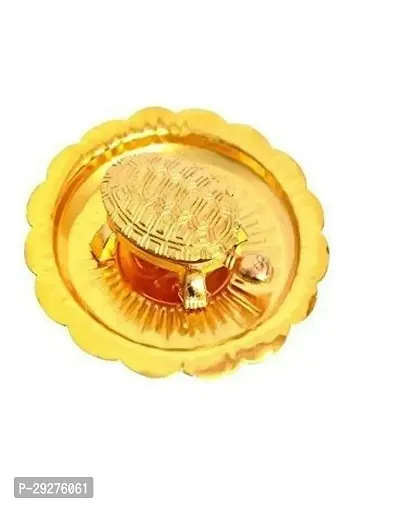 Wish Fulfilment Kachua Yantra Vaastu/Fengshui Tortoise with Metal plate-Brass for Good Luck (Golden)-thumb0