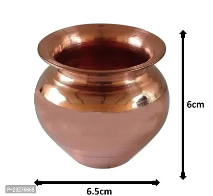 Combo of Copper (2 No Regular Size) Kalash Lota with Brass (No 1) Small Size Black Shiva Ling Lingam Shivling Statue-thumb2