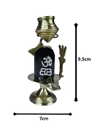 Combo of Copper (2 No Regular Size) Kalash Lota with Brass (No 1) Small Size Black Shiva Ling Lingam Shivling Statue-thumb2