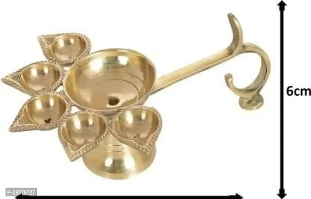 Brass Panch Aarti Lamp/Pancharti Diya Oil Lamp/Panch aarti Jyoti Puja Diya for Diwali-Pack of 1