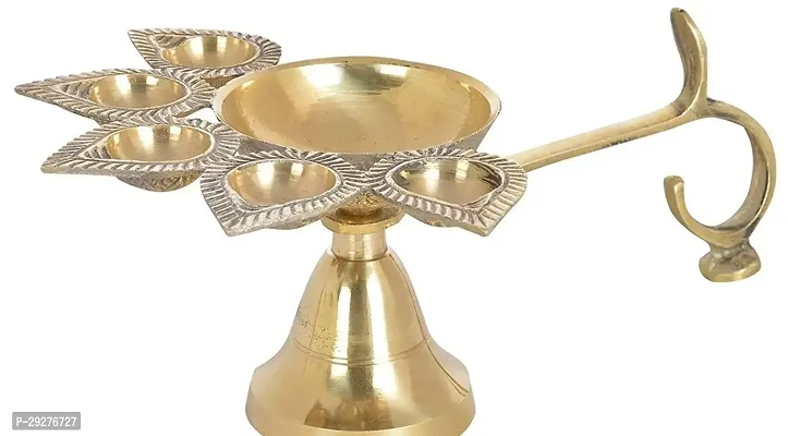 Brass Panch Aarti Lamp/Pancharti Diya Oil Lamp/Panch aarti Jyoti Puja Diya for Diwali-Pack of 1-thumb2