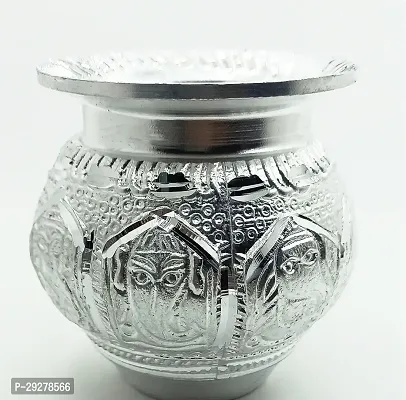 Pooja kalash lota silver finish perfect for pooja aarti and all festival  handmade item 1 pcs-thumb0