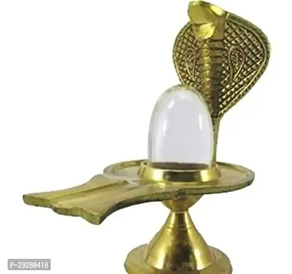 Sphatik Shivling Crystal Shiva Idol Shiv Stand with Nagraj for Home Puja Ghar Mandir Office Decor Items 1 pcs