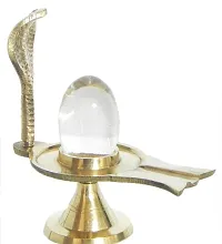 Sphatik Shivling Crystal Shiva Idol Shiv Stand with Nagraj for Home Puja Ghar Mandir Office Decor Items 1 pcs-thumb1