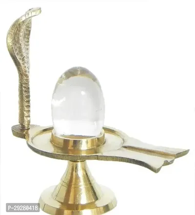 Sphatik Shivling Crystal Shiva Idol Shiv Stand with Nagraj for Home Puja Ghar Mandir Office Decor Items 1 pcs-thumb2