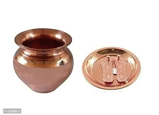 Copper Lota with Charan Combo Set for Puja Pure Copper