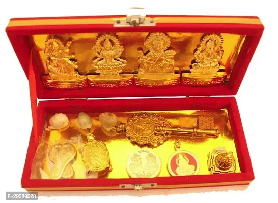 Metal Sri Dhan Laxmi -Kuber Bhandari Yantra for good luck , diwali pooja , Gifting (Gold_Height: 3cm , Length: 20cm )-thumb0