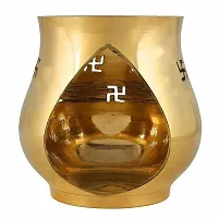 Ampher Lamp Pure Brass/camphor Lamp Brass Kalash Oil Diffuser with Diya for Pooja Fragrance.-thumb1