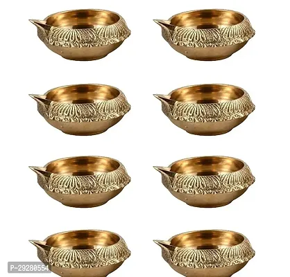 Diya for Pooja Made of Pure Brass - Kuber Diya Diwali Decoration (Set of 8)- (Gold)-thumb0