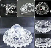 Crystal Kachua + Plate Bowl Tortoise On Plate Showpiece for Good Luck Turtle Vastu for Career and Luck (Glass, White)  SPECIALLY-thumb1