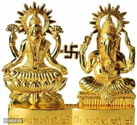 Idol Laxmi Ganesh murti for Diwali Pooja Home  Office Decoration Golden-4inch