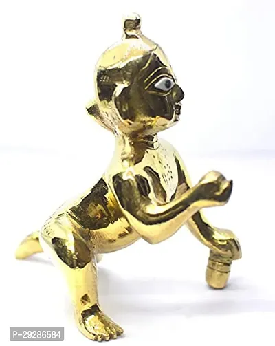 Laddu Gopal Brass Idol  | Bal Gopal | Thakur Ji Peetal Murti Medium Height 2 inch (Size 0/1 no.) Ladoo Gopal Janmashtami Special for Home Temple