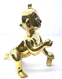 Laddu Gopal Brass Idol | Bal Gopal | Thakur Ji | Krishna | Kanhaiya|  Peetal Murti Medium Height 2 inch (Size 0/1 no.) Ladoo Gopal Janmashtami Special for Home Temple-thumb1