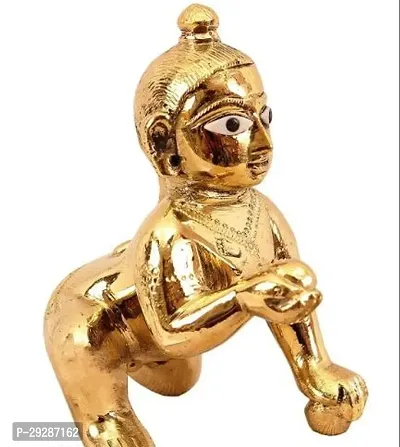 Janmashtami Special  Brass Laddu Gopal Idol | Bal Gopal | Thakur Ji Peetal Murti Medium Height 2 inch (Size 0 / 1no.) Ladoo Gopal) Janmashtami Special for Home Temple-thumb0